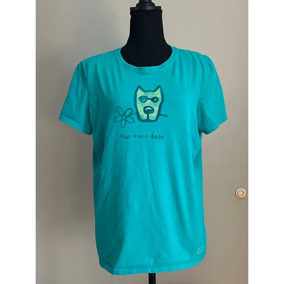 Life Is Good Tops - Life Is Good Women's Crusher Tee Dog and Daisy Tshirt Large